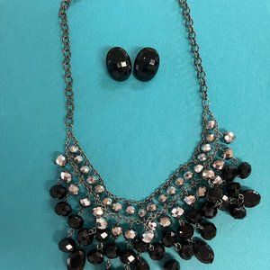 Vintage Beaded Necklace with Matching Clip Earrings